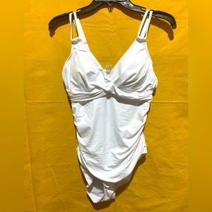 White Aqua Eve Tummy Control Swim Suit LG